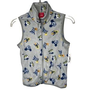 Disney Amazon Essentials Mickey Mouse Fleece Vest Gray Full Zip Kids Medium M‎